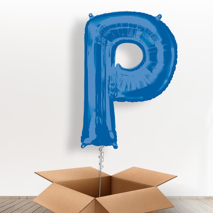 Personalisable Blue Giant Letter P Balloon in a Box Gift
