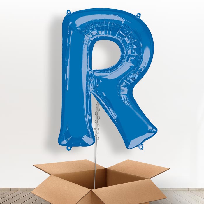 Personalisable Blue Giant Letter R Balloon in a Box Gift