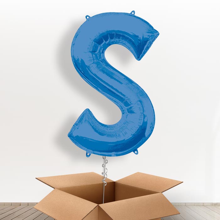 Personalisable Blue Giant Letter S Balloon in a Box Gift