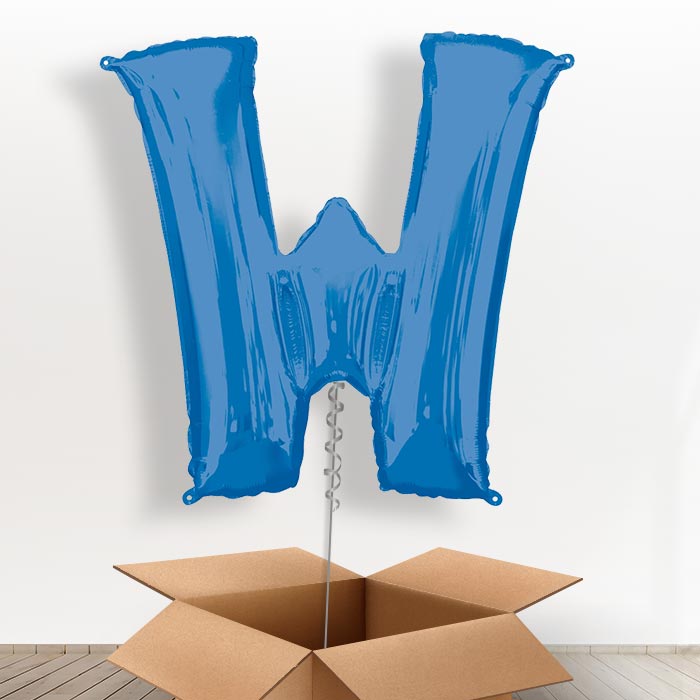 Personalisable Blue Giant Letter W Balloon in a Box Gift