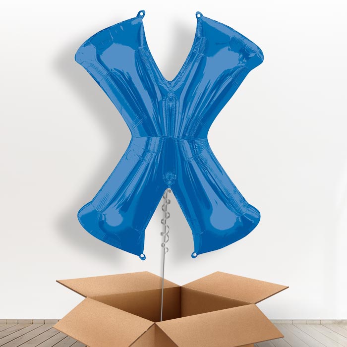 Personalisable Blue Giant Letter X Balloon in a Box Gift