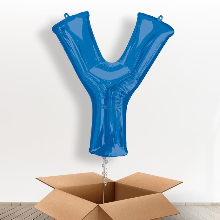 Personalisable Blue Giant Letter Y Balloon in a Box Gift