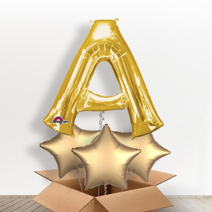 Personalisable Gold Giant Letter A Balloon in a Box Gift