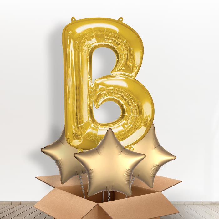 Personalisable Gold Giant Letter B Balloon in a Box Gift