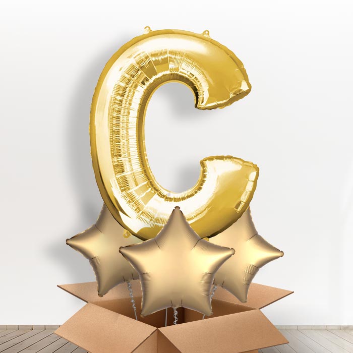 Personalisable Gold Giant Letter C Balloon in a Box Gift