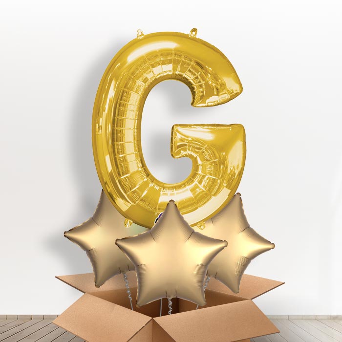 Personalisable Gold Giant Letter G Balloon in a Box Gift