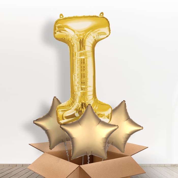 Personalisable Gold Giant Letter I Balloon in a Box Gift