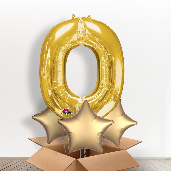 Personalisable Gold Giant Letter O Balloon in a Box Gift