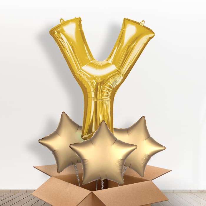 Personalisable Gold Giant Letter Y Balloon in a Box Gift