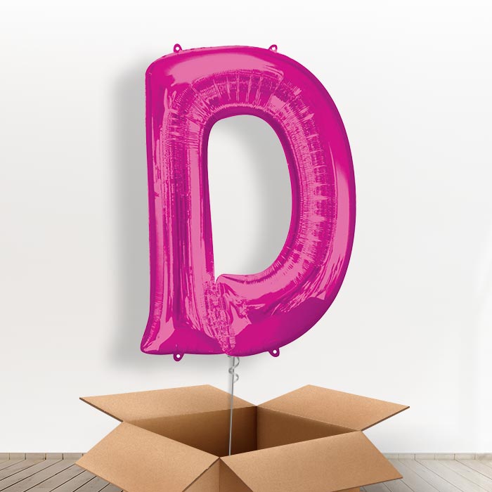 Personalisable Pink Giant Letter D Balloon in a Box Gift