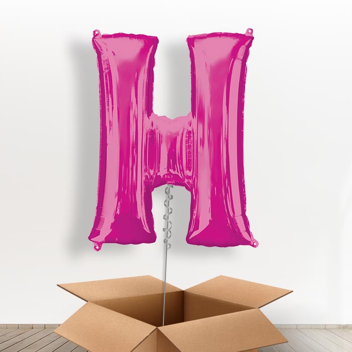 Personalisable Pink Giant Letter H Balloon in a Box Gift
