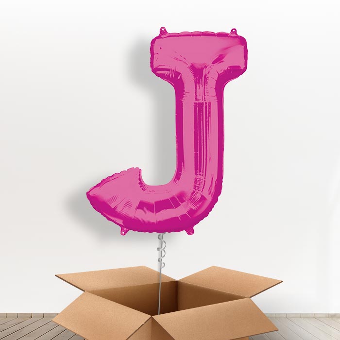 Personalisable Pink Giant Letter J Balloon in a Box Gift