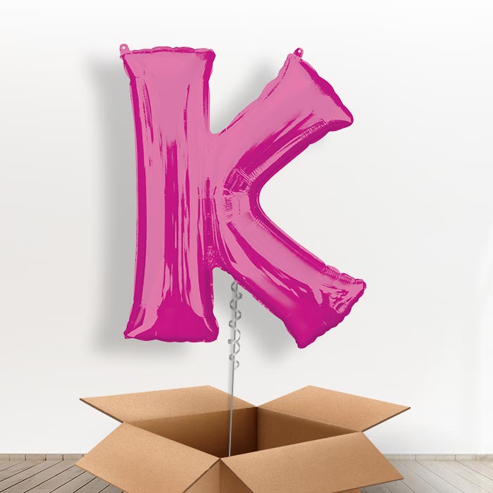 Personalisable Pink Giant Letter K Balloon in a Box Gift