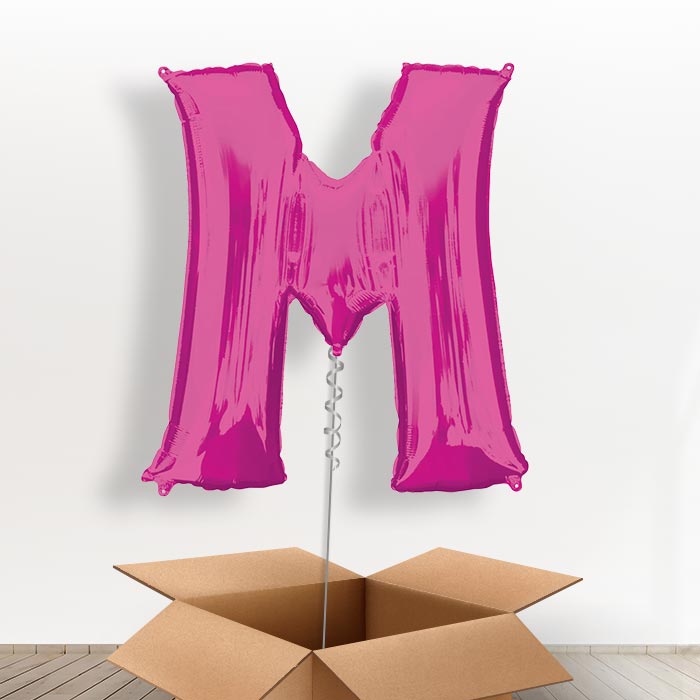 Personalisable Pink Giant Letter M Balloon in a Box Gift