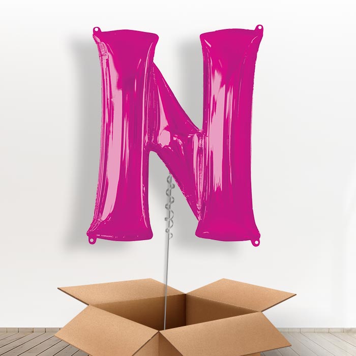 Personalisable Pink Giant Letter N Balloon in a Box Gift