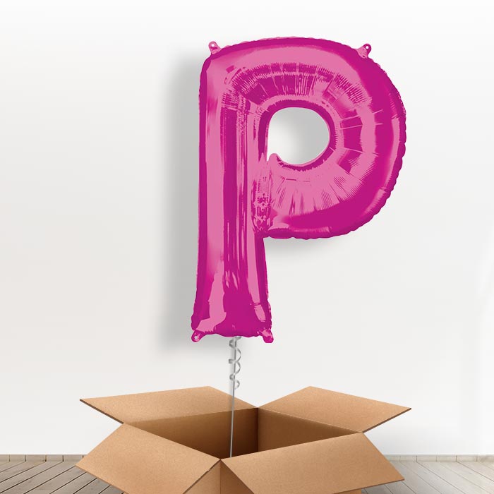 Personalisable Pink Giant Letter P Balloon in a Box Gift