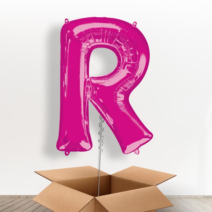 Personalisable Pink Giant Letter R Balloon in a Box Gift