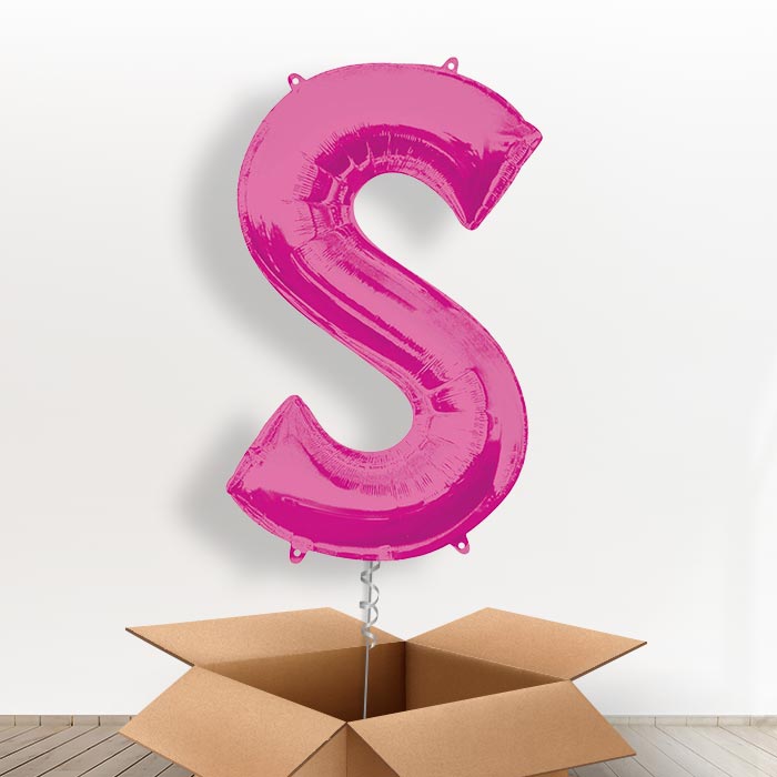 Personalisable Pink Giant Letter S Balloon in a Box Gift