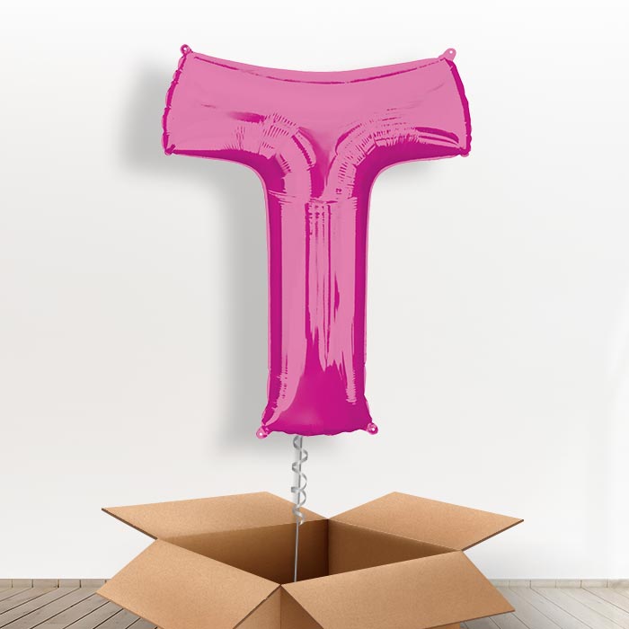 Personalisable Pink Giant Letter T Balloon in a Box Gift