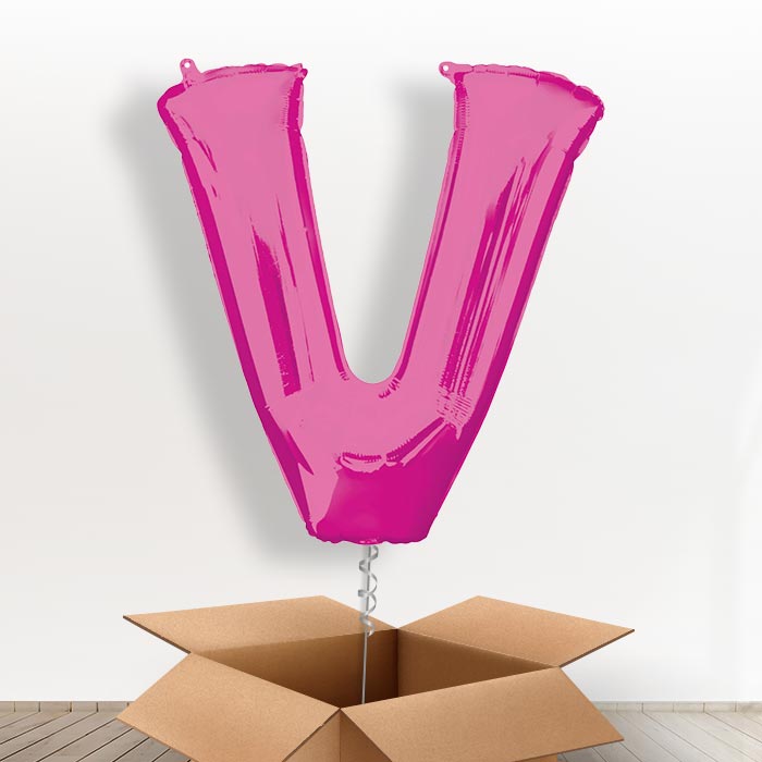 Personalisable Pink Giant Letter V Balloon in a Box Gift