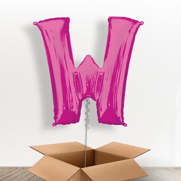 Personalisable Pink Giant Letter W Balloon in a Box Gift