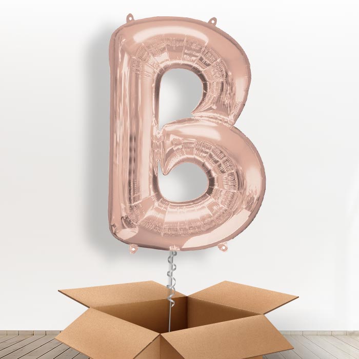Personalisable Rose Gold Giant Letter B Balloon in a Box Gift