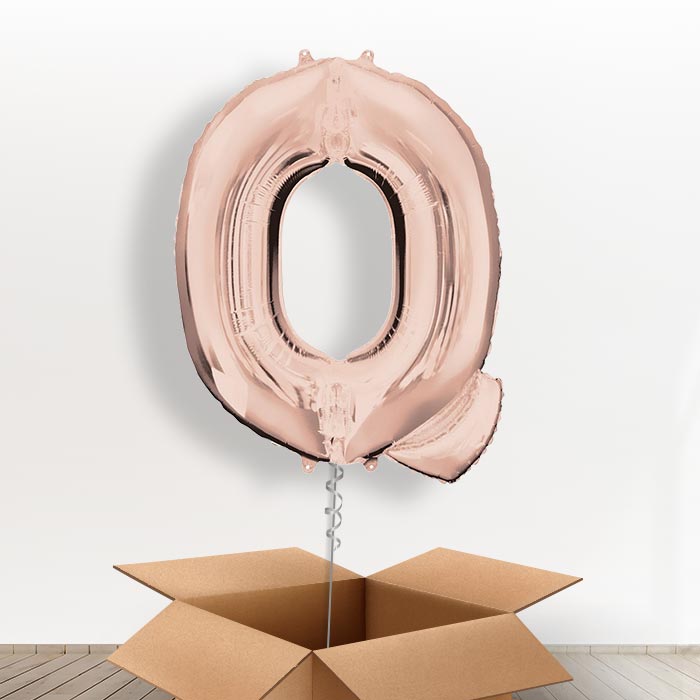 Personalisable Rose Gold Giant Letter Q Balloon in a Box Gift