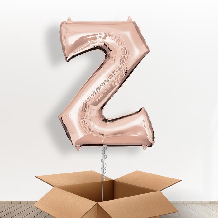 Personalisable Rose Gold Giant Letter Z Balloon in a Box Gift