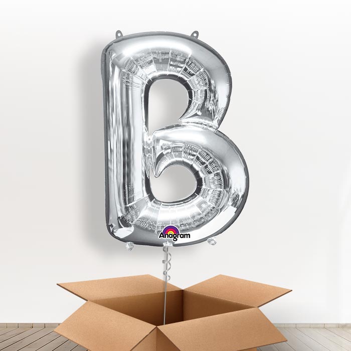 Personalisable Silver Giant Letter B Balloon in a Box Gift