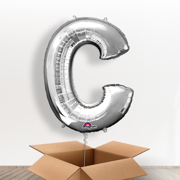 Personalisable Silver Giant Letter C Balloon in a Box Gift