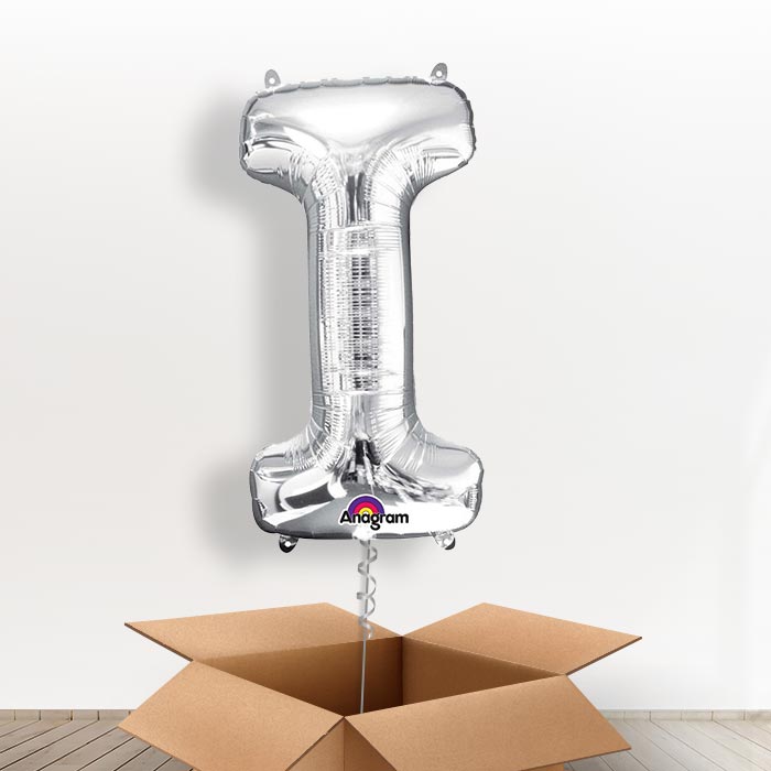 Personalisable Silver Giant Letter I Balloon in a Box Gift