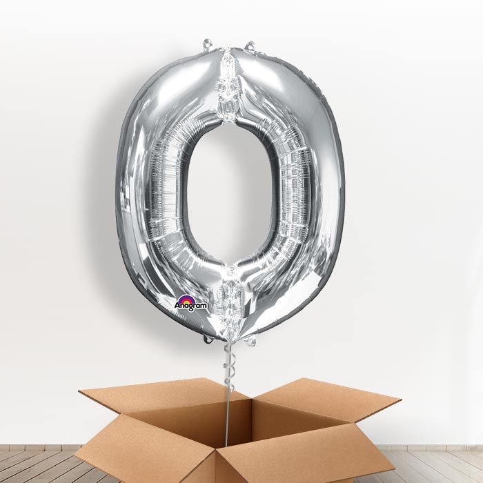 Personalisable Silver Giant Letter O Balloon in a Box Gift