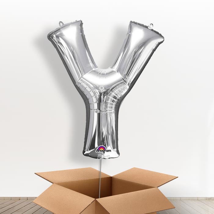 Personalisable Silver Giant Letter Y Balloon in a Box Gift