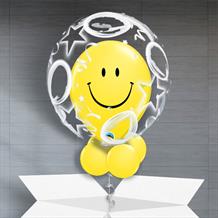 Personalisable Inflated Large Smiley Face | Birthday Balloons and Stars Balloon Filled Bubble Balloon in a Box