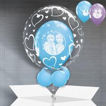 Personalisable Inflated Frozen 2 | Stylish Hearts Balloon Filled Bubble Balloon in a Box