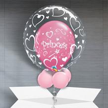 Personalisable Inflated Princess | Stylish Hearts Balloon Filled Bubble Balloon in a Box