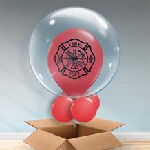 Personalisable Inflated Fire Dept Balloon Filled Bubble Balloon in a Box
