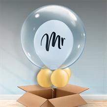 Personalisable Inflated Mr | Wedding Balloon Filled Bubble Balloon in a Box