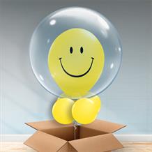 Personalisable Inflated Large Smiley Face Balloon Filled Bubble Balloon in a Box