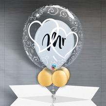 Personalisable Inflated Mr | Wedding | Entwined Hearts Balloon Filled Bubble Balloon in a Box