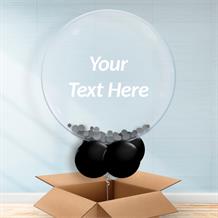 Personalisable Inflated Black Confetti Filled Bubble Balloon in a Box