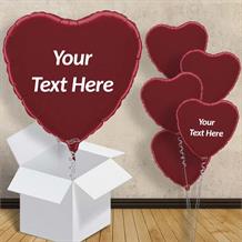 Personalisable Burgundy Heart 18" Foil Balloon in a Box