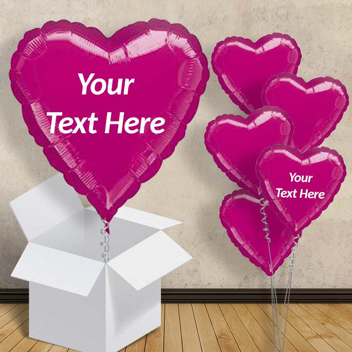 Personalisable Fuchsia Pink Metallic Heart 18&#34; Balloon in a Box