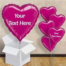 Personalisable Fuchsia Pink Metallic Heart 18" Balloon in a Box