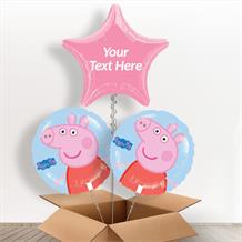Peppa Pig Personalised Balloons Delivered Inflated (3 Balloon Set)