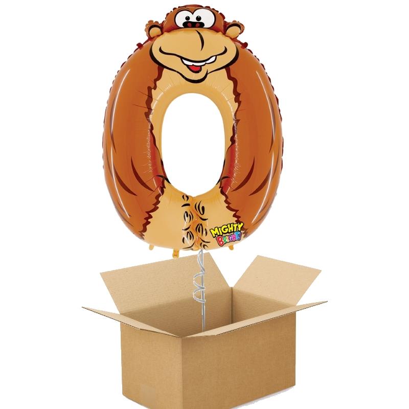 Zooloons Gorilla Giant Number 0 Balloon in a Box Gift
