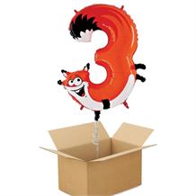 Zooloons Fox Giant Number 3 Balloon in a Box Gift