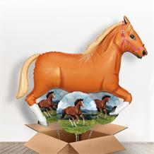 Light Brown Horse Giant Shaped Balloon in a Box Gift