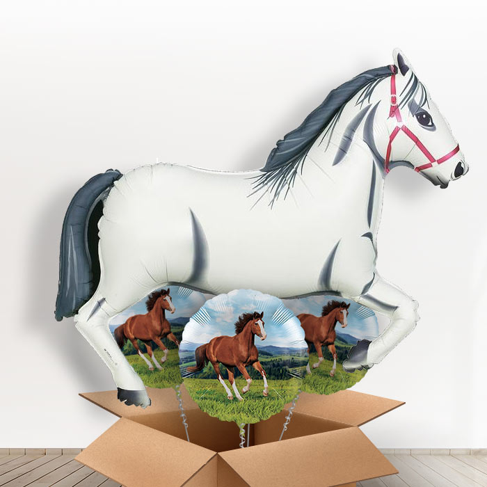 White Horse Giant Shaped Balloon in a Box Gift