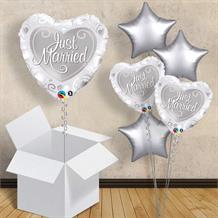 Just Married Silver Heart | Wedding 18" Balloon in a Box